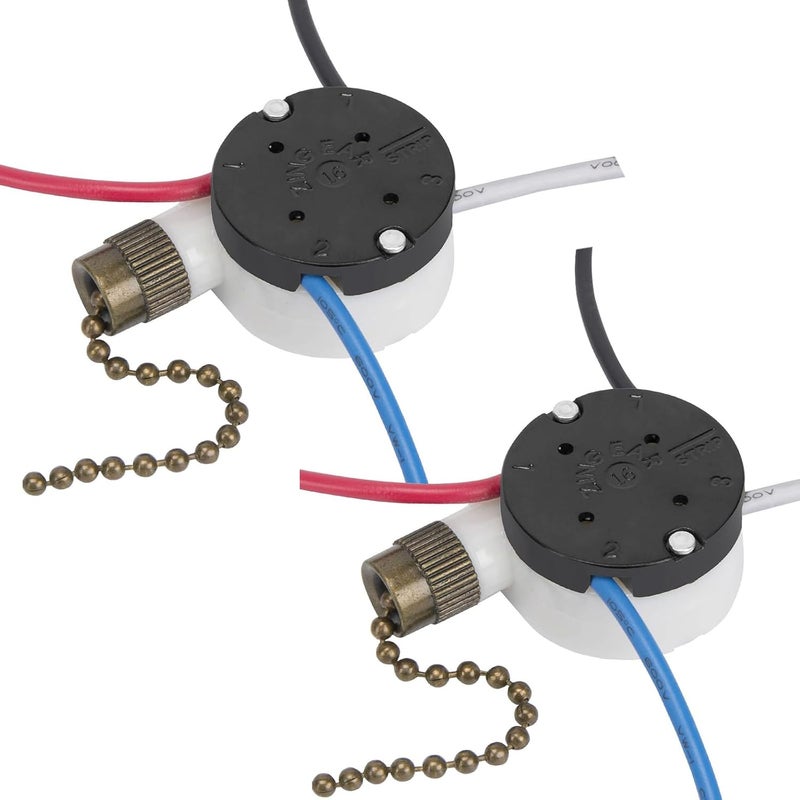 Bsentster 2PS Ceiling Fan Switch Zing Ear ZE-208s E89885 3 Speed 4 Wire Pull Chain Switch Fan Light Switches Replacement Part with 4 Pre-Installed Wires(Bronze Chain) - Image 1